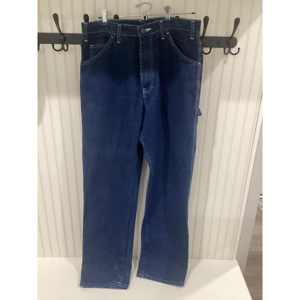 Dickies Blue Mens Dark Wash Zip Fly Carpenter Jeans 32X34 - Picture 1 of 10